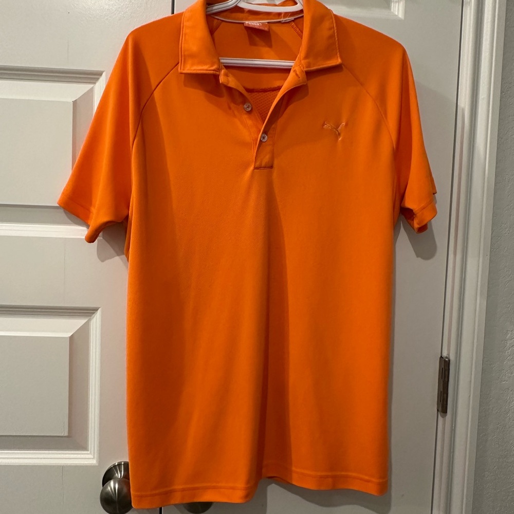 Puma Men's Orange Polo Shirt - medium